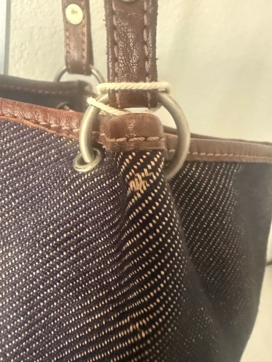 Vintage Burberry London Blue Label Tote Denim Canvas Leather Trim w/COA - Picture 7 of 16